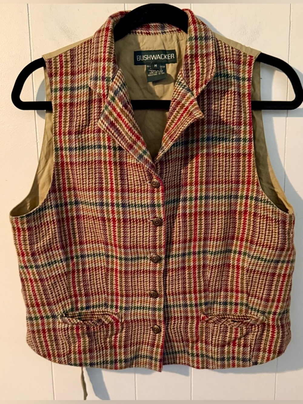 Vintage Bushwacker Dark Academia Plaid Vest, Size M